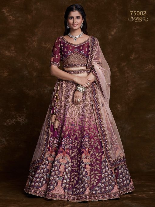 Burgundy Heavy Embroidered Bridal Lehenga Choli