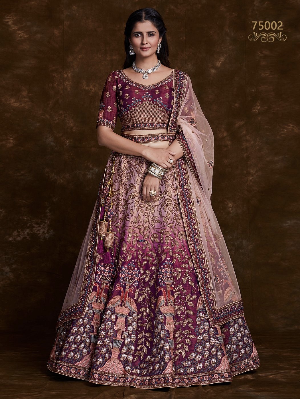 Burgundy Heavy Embroidered Bridal Lehenga Choli - Lehengas Designer ...