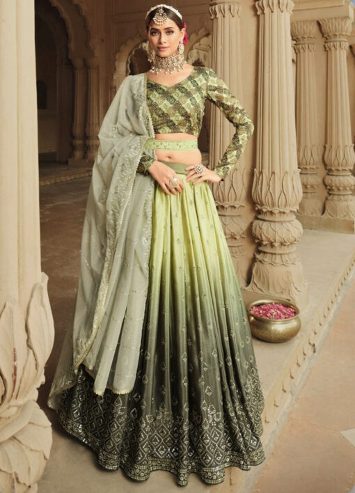 Pista Green Silk Lehenga Choli