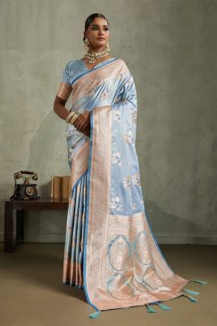 Party Wear and Festival Wear Beautiful Satin Silk Fabric Saree
