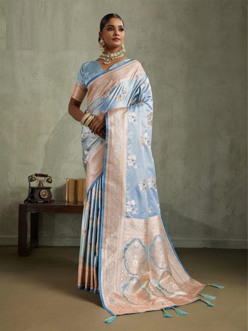 Party Wear and Festival Wear Beautiful Satin Silk Fabric Saree