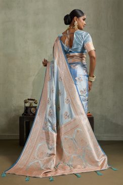 Alternative view of Party Wear and Festival Wear Beautiful Satin Silk Fabric Saree