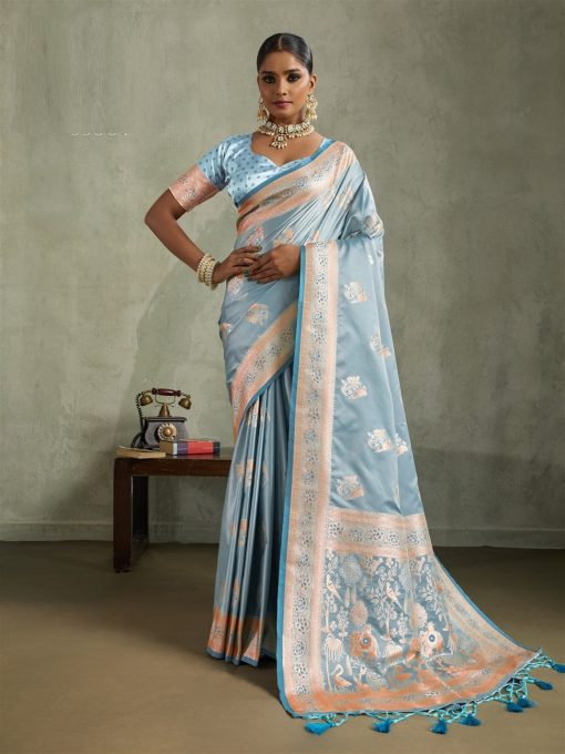 Party Wear and Festival Wear Beautiful Satin Silk Fabric Saree