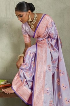 Alternative view of Party Wear and Festival Wear Beautiful Satin Silk Fabric Saree