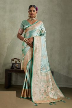 Party Wear and Festival Wear Beautiful Satin Silk Fabric Saree