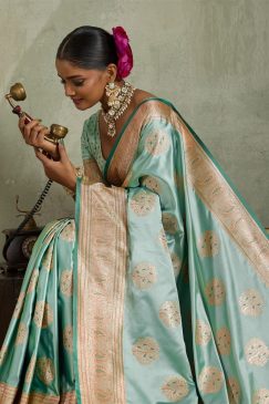 Alternative view of Party Wear and Festival Wear Beautiful Satin Silk Fabric Saree