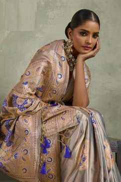 Alternative view of Party Wear and Festival Wear Beautiful Satin Silk Fabric Saree