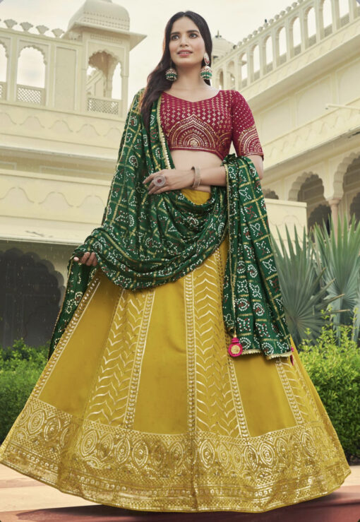 Fluorescent Green Georgette Lehenga Choli