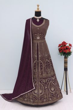 Alternative view of Maroon Color Beautiful Anarakli Dress in Georgette Fabric