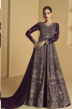 Maroon Color Beautiful Anarakli Dress in Georgette Fabric