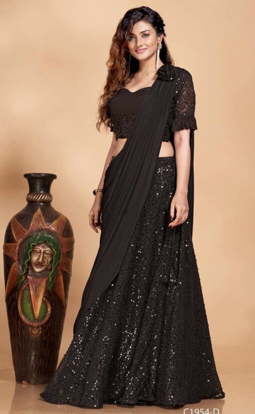 Black Sequinned Fancy Lehenga Choli
