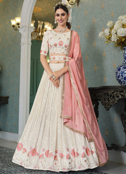 Pearl White Georgette Lehenga Choli