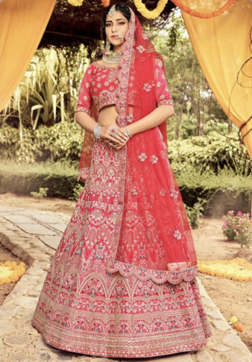 Gajri Organza Bridal Lehenga Choli