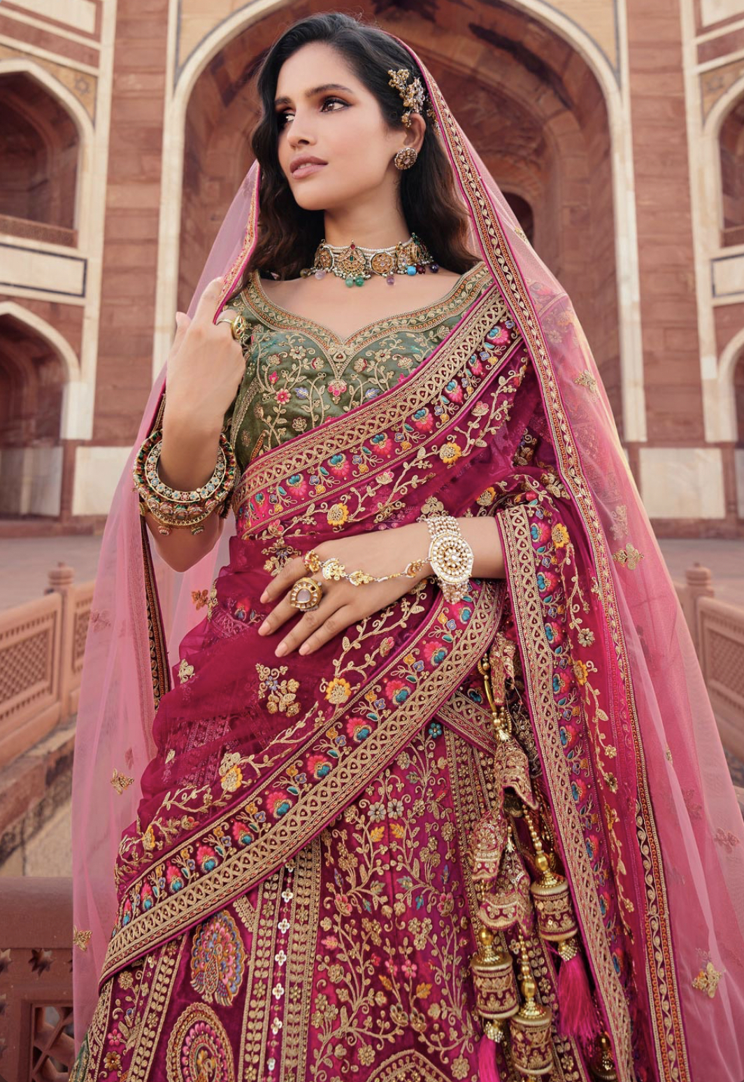 Magenta bridal hot sale lehenga