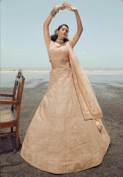 Peach Heavy Bridal Lehenga Choli Lehengas Designer Collection