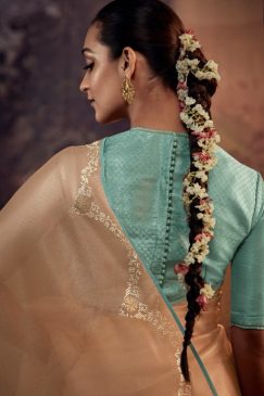 Alternative view of Orange Fancy Fabric Embroidered Wedding Saree