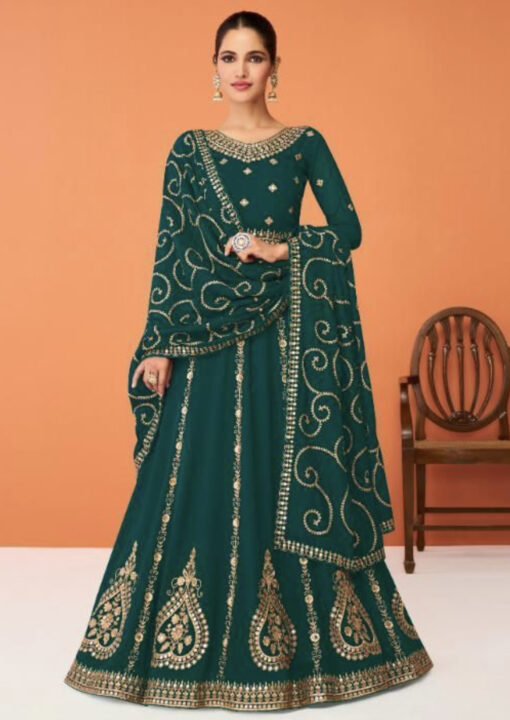 Green Embroidered Anarkali Suit