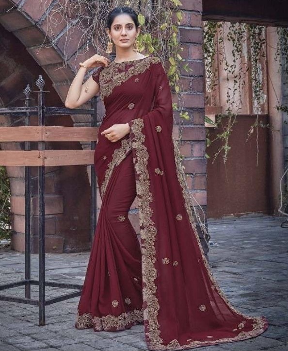 Buy Beauteous Maroon Color Cotton Silk Fancy All Over Weaving Zari Design Saree  Blouse | Lehenga-Saree