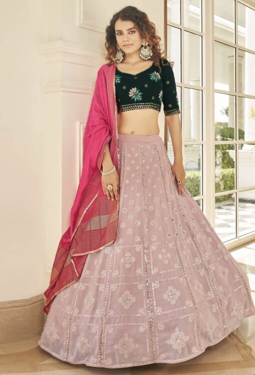Dusty Pink Georgette Lehenga Choli