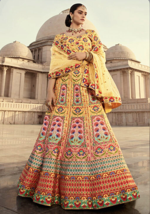 Yellow Art Silk Bridal Lehenga Choli