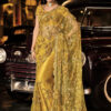 Mustard Digital Net Heavy Work Saree