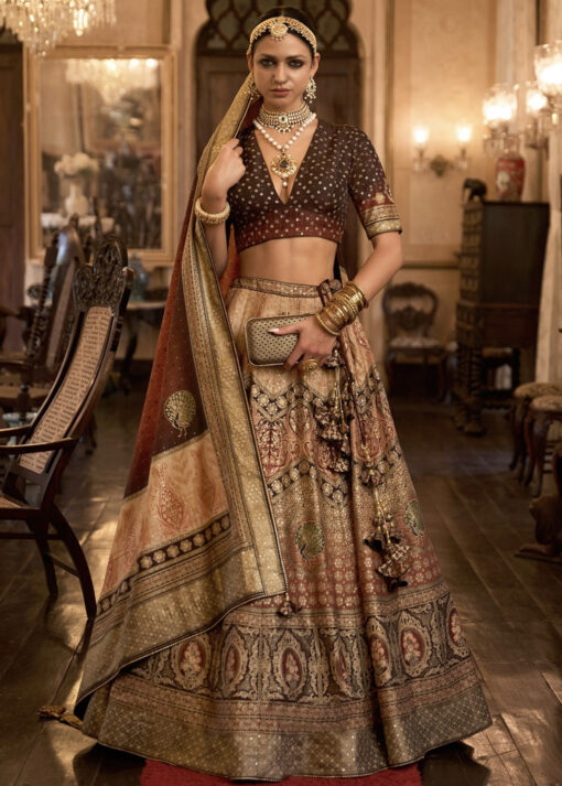 Multicolour Rajwadi Silk Embroidered Lehenga Choli