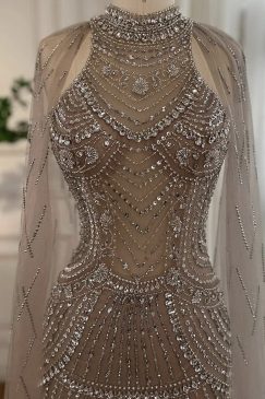 Alternative view of Luxury Cape Sleeve Beaded Evening Dress