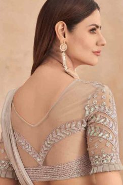 Alternative view of Grey Lehenga Style Saree With Belt