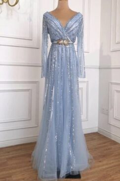 Luxury A-Line Heavy Beaded Evening Dress