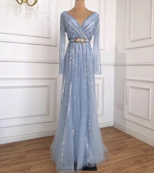 Luxury A-Line Heavy Beaded Evening Dress
