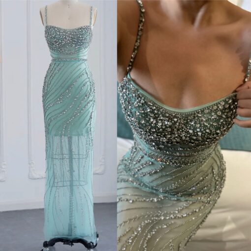 Met Gala Crystal Embellished Mermaid Evening Gown