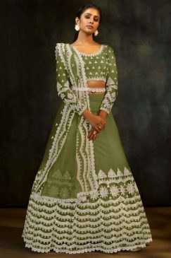 Green Embroidered Sangeet Lehenga Choli