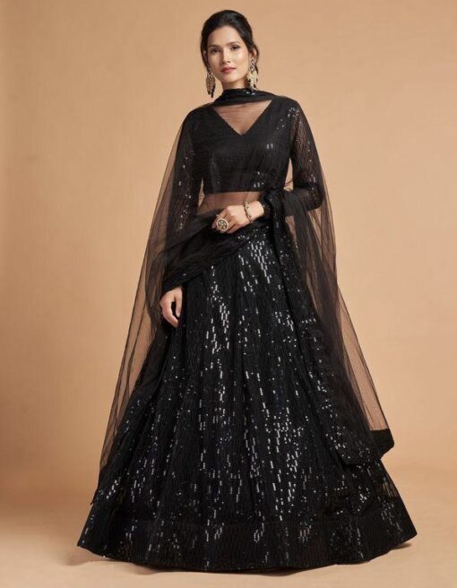 Black Net Sangeet Lehenga