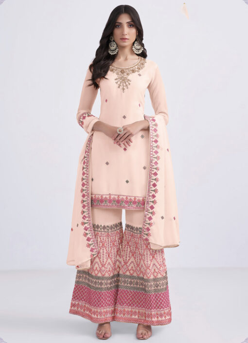 Peach Georgette Sharara Suit