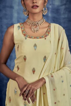 Alternative view of Yellow Embroidered Sharara Suit