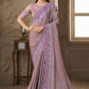 Lilac Fancy Silk Saree With Designer Blouse