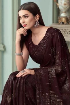Alternative view of Wine Georgette Party Wear Saree