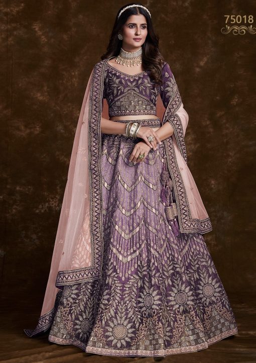 Wine Heavy Embroidered Bridal Lehenga Choli