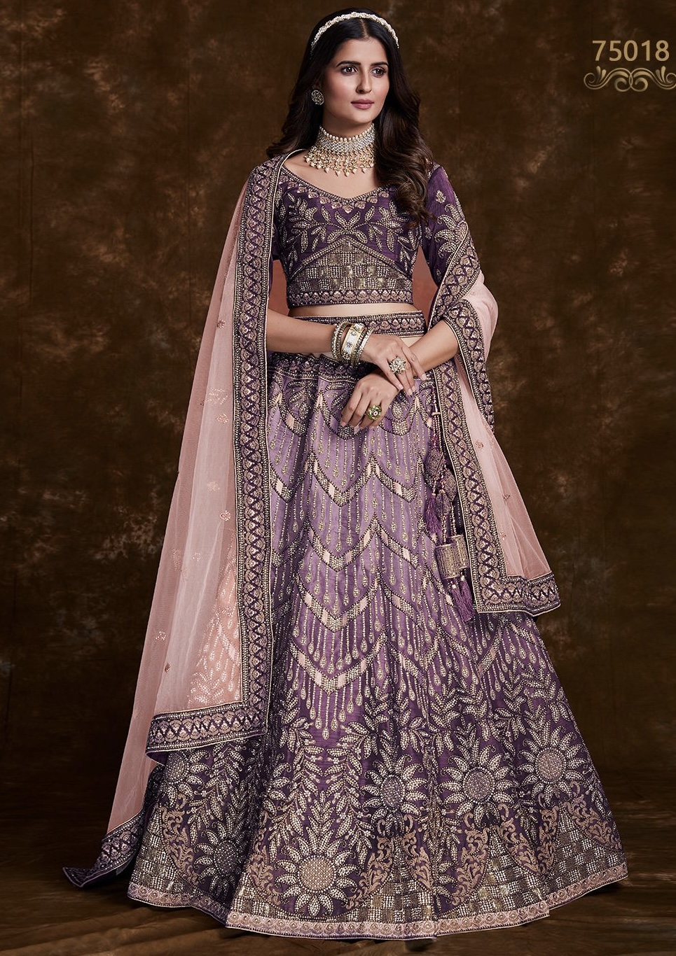 Bridal lehenga in wine colour discount