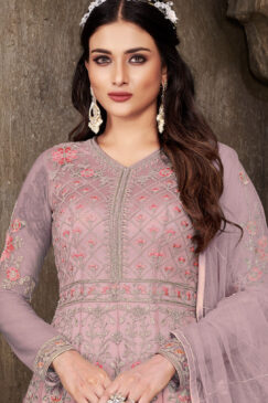 Alternative view of Pink Embroidered Net Anarkali Suit