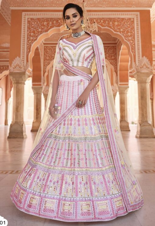 White Heavy Bridal Lehenga Choli