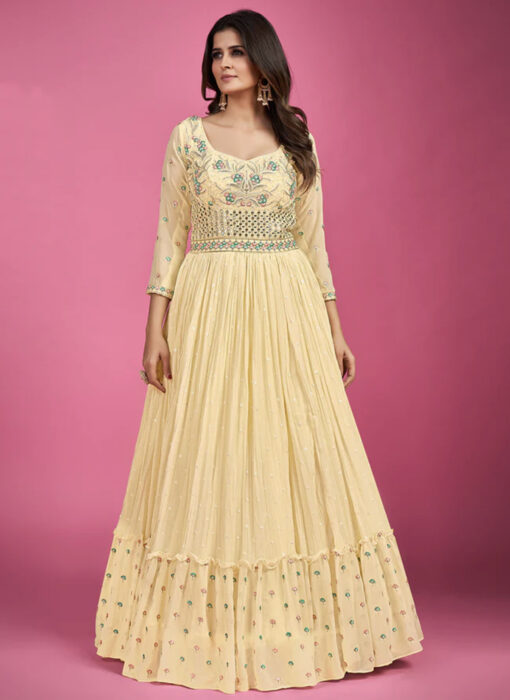 Yellow Embroidered Anarkali Suit