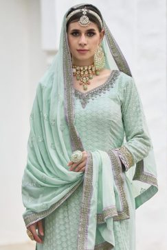 Alternative view of Mint Green Palazzo Salwar Suit