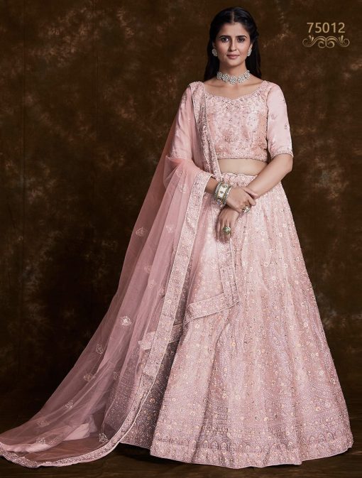 Peach Heavy Embroidered Bridal Lehenga Choli