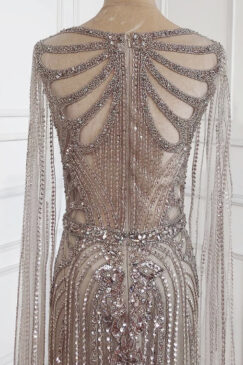 Alternative view of Cape Sleeve Beaded Evening Dress