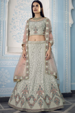Grey Georgette Sangeet Lehenga Choli