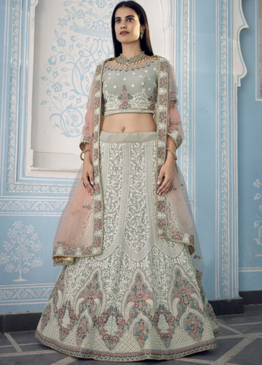 Grey Georgette Sangeet Lehenga Choli