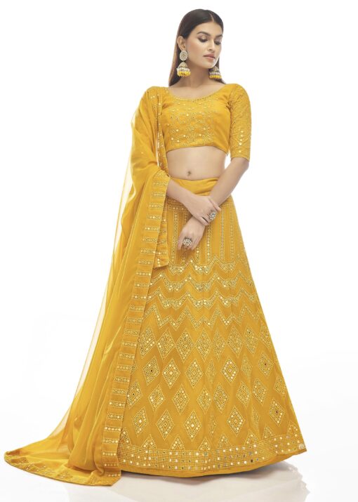 Mustard Georgette Lehenga Choli