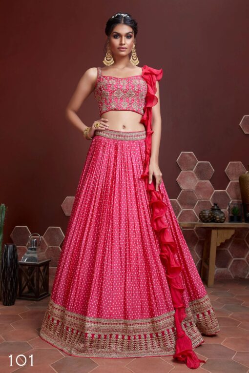 Pink Silk Embroidered Designer Lehenga Choli