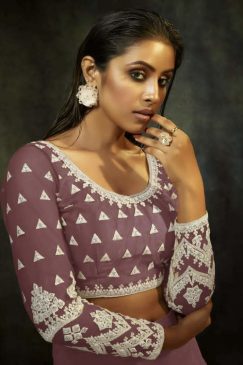 Alternative view of Mauve Embroidered Sangeet Lehenga Choli